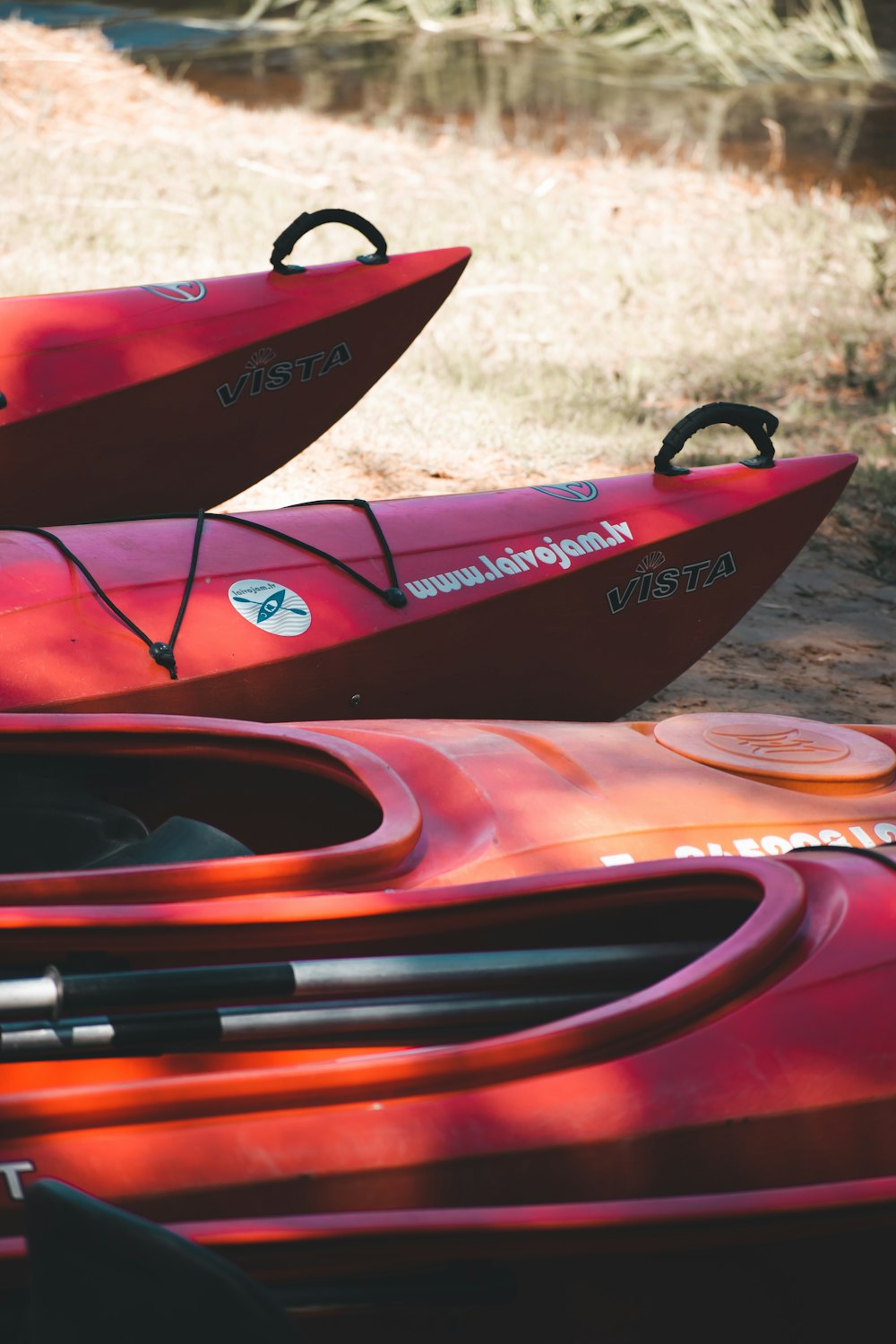 a group of kayaks on a river