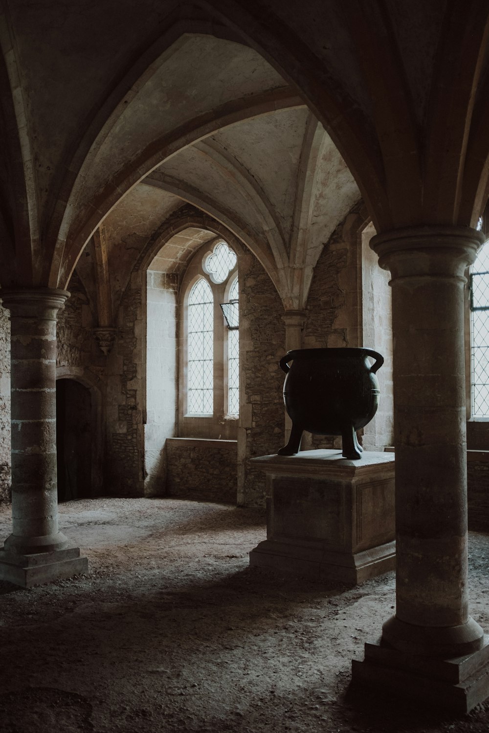 a statue in a building