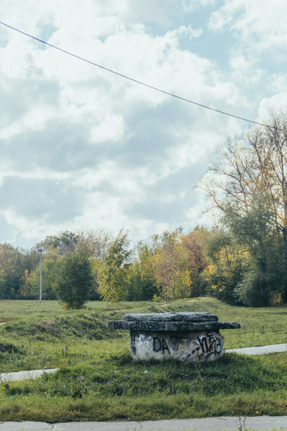 a concrete structure in a field