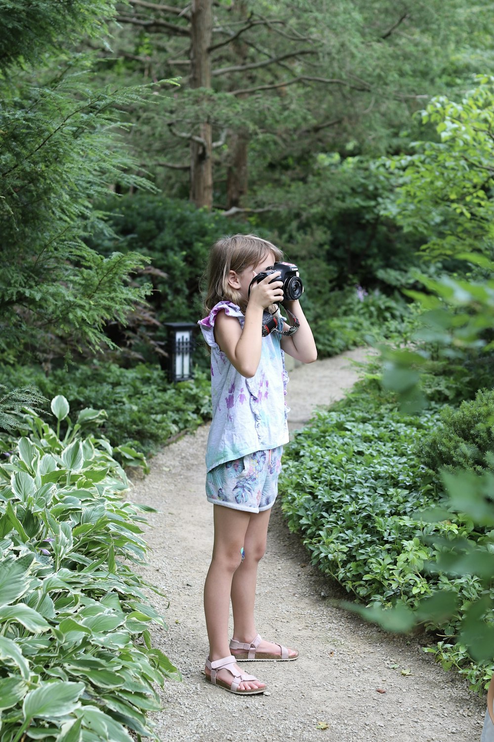 カメラで写真を撮る女の子