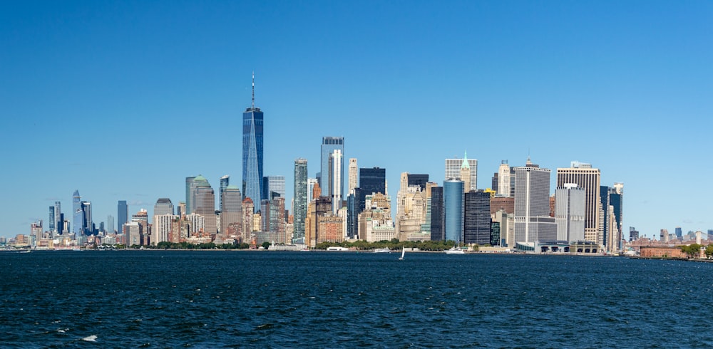 a city skyline across the water