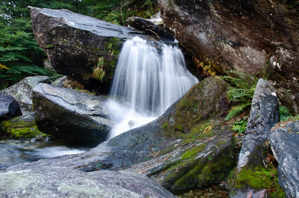 a waterfall over rocks