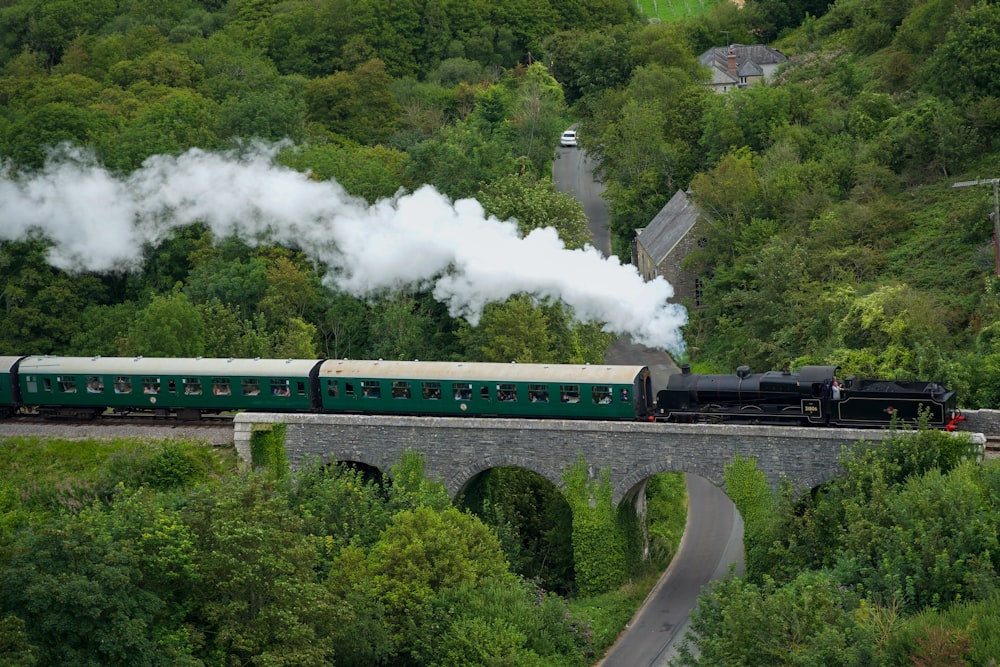 a train on a bridge