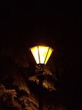 A warm-lit lamppost glowing on a city street at dusk, symbolizing guidance and connection.