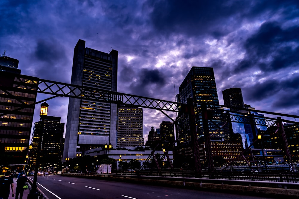 a city street at night