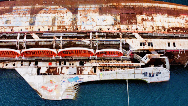 a large ship in the water