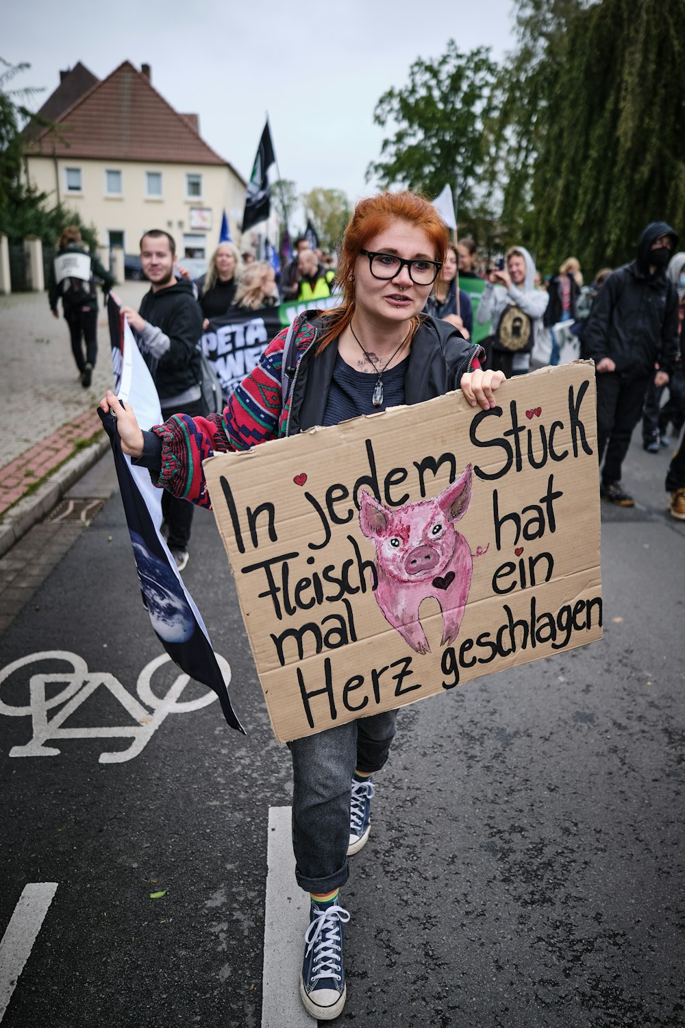 a person holding a sign