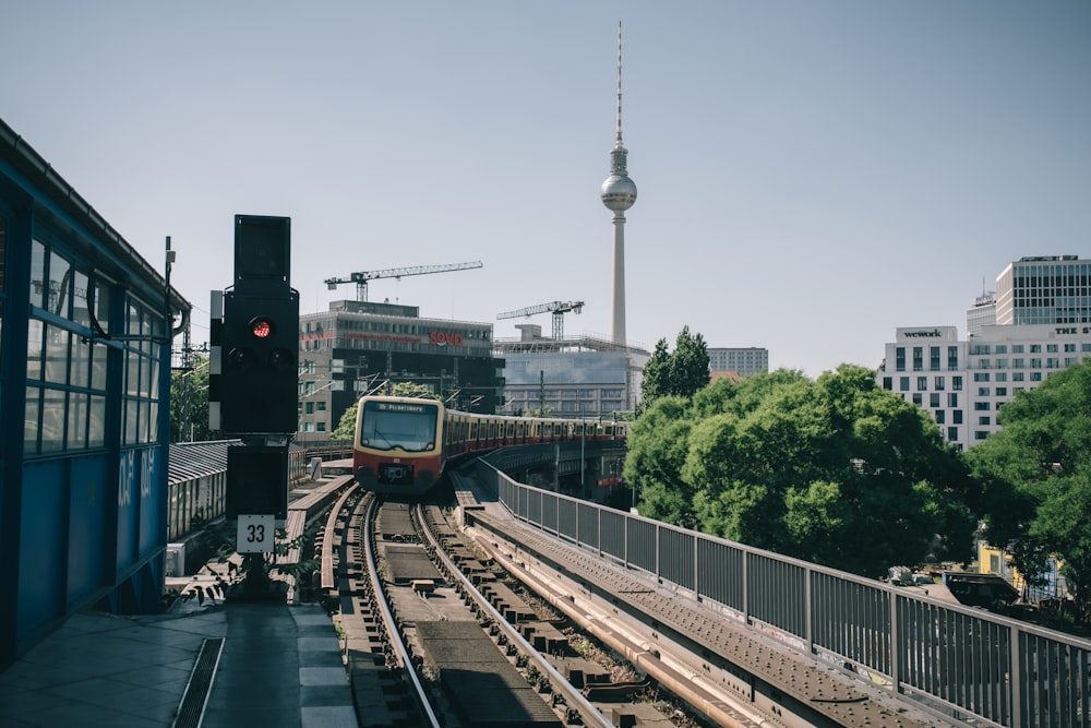 a train on the railway tracks