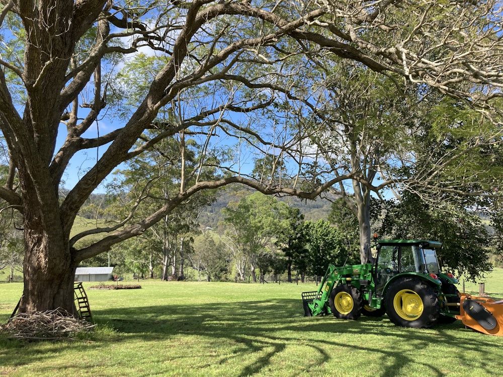 a tractor in a park