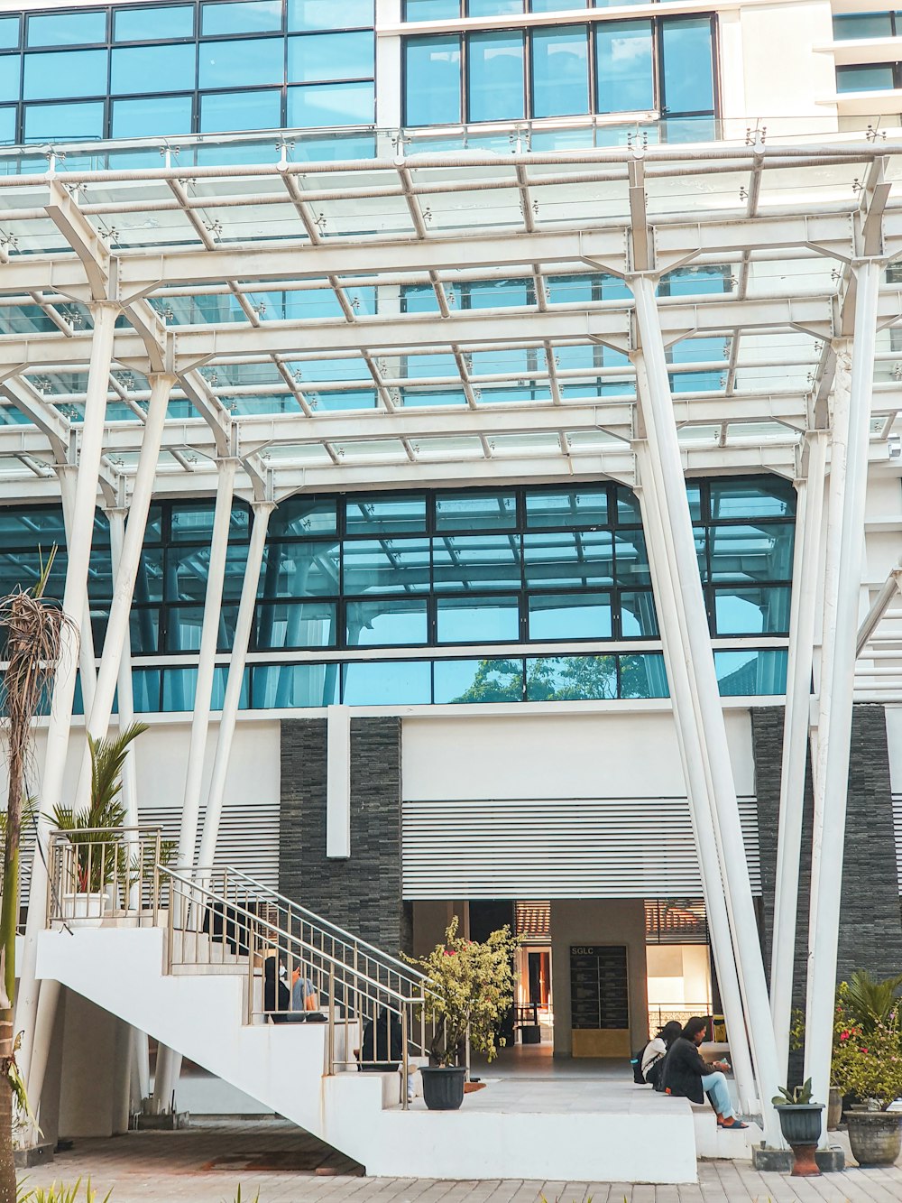 a building with glass windows