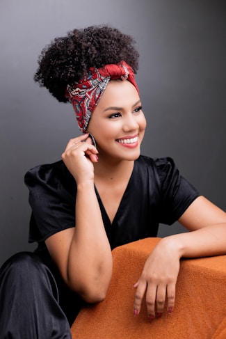 a person with curly hair