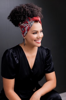 a person with a red bandana on the head