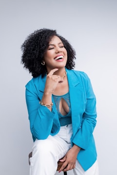 business woman in blue