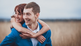 a man and woman hugging