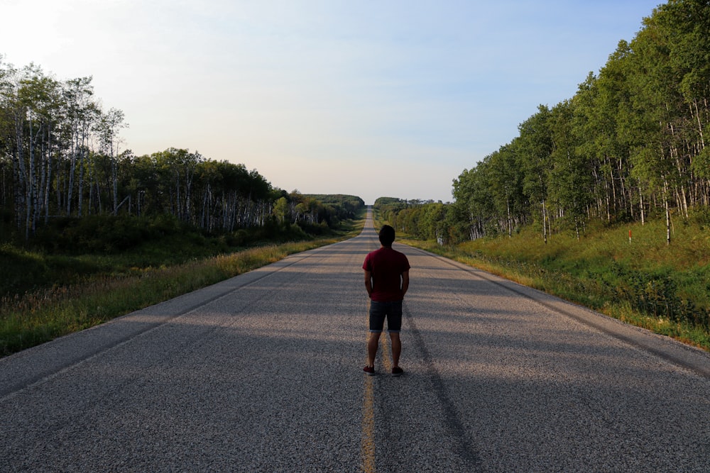 a person walking on a road