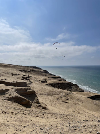 Colorful paragliders soaring above Reunion Island’s vibrant coastline and hills.