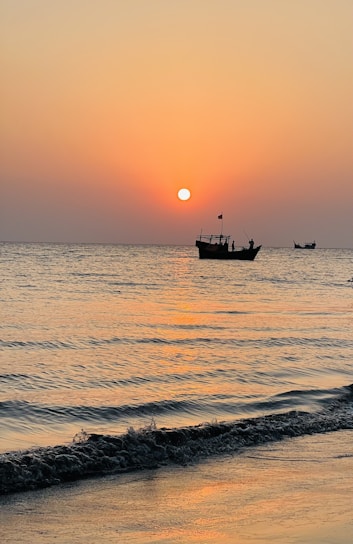 A serene sunset over a calm Caribbean sea, symbolizing peace and respectful passage.