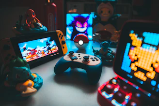 a group of toys on a table