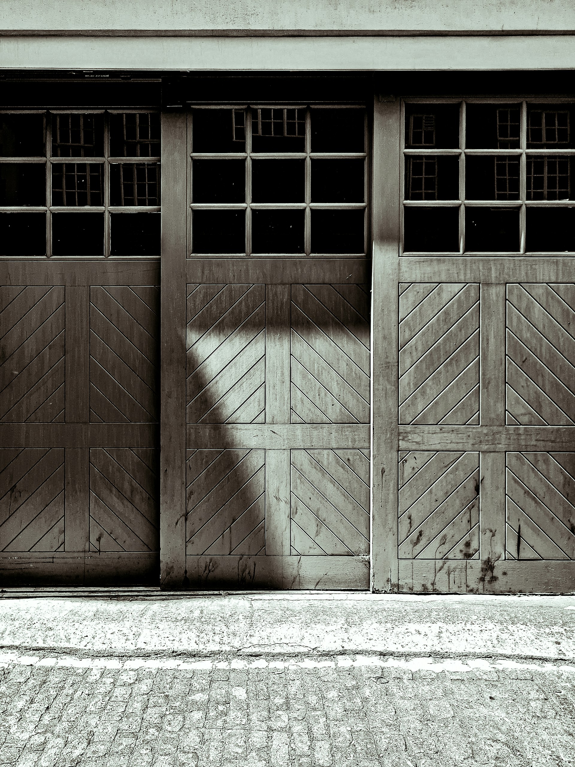 a building with a large door