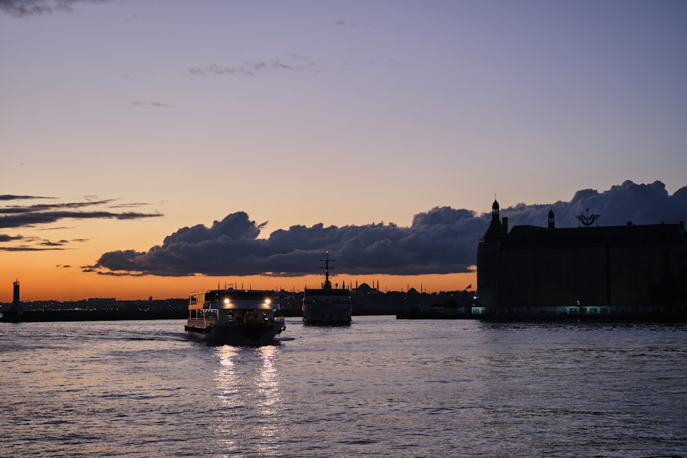 a couple of ships in the water