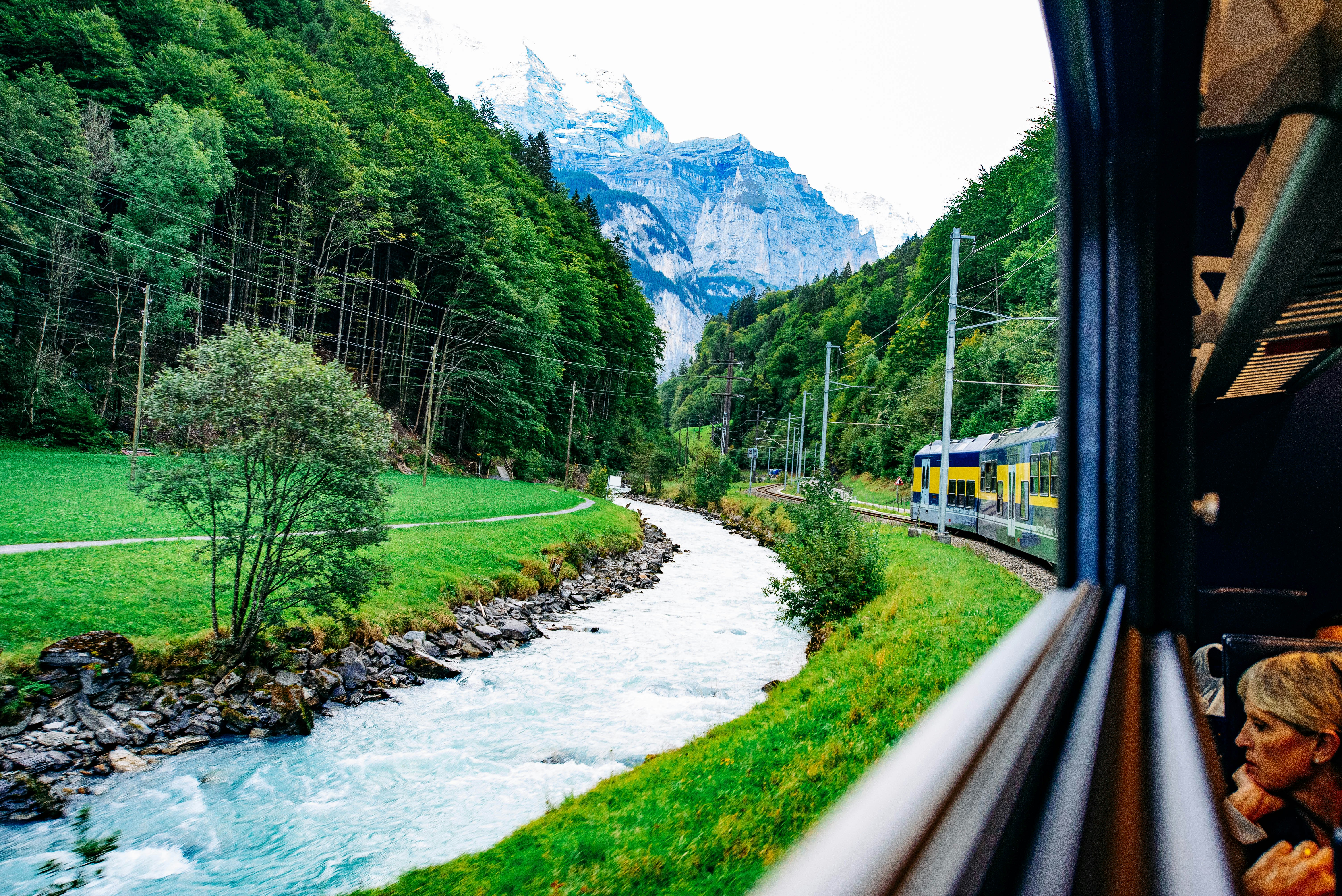 a train going by a river
