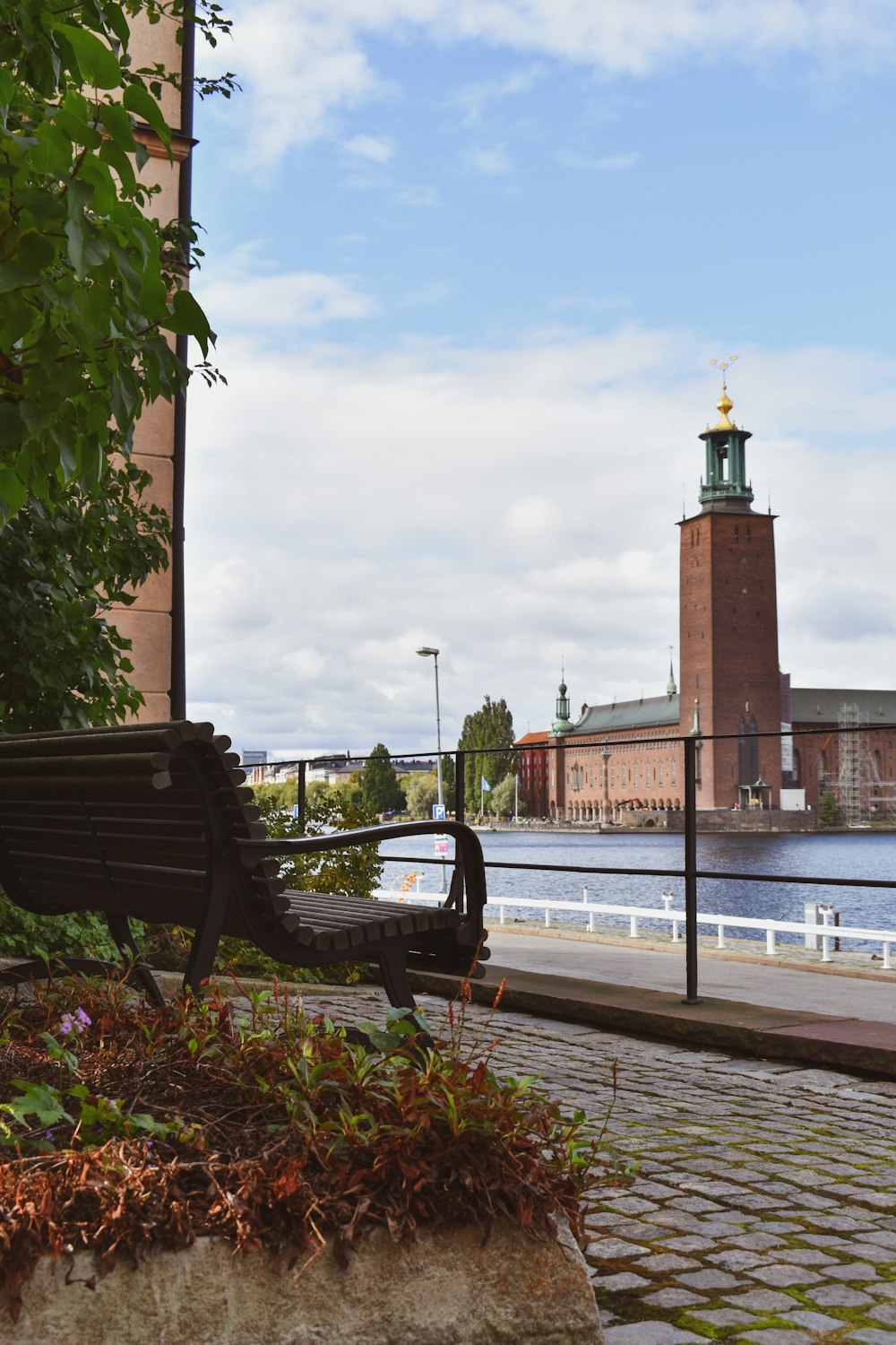 a bench sits unoccupied