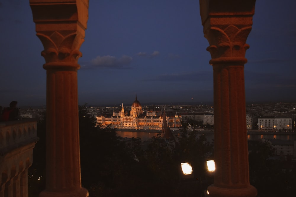 a view of a city at night