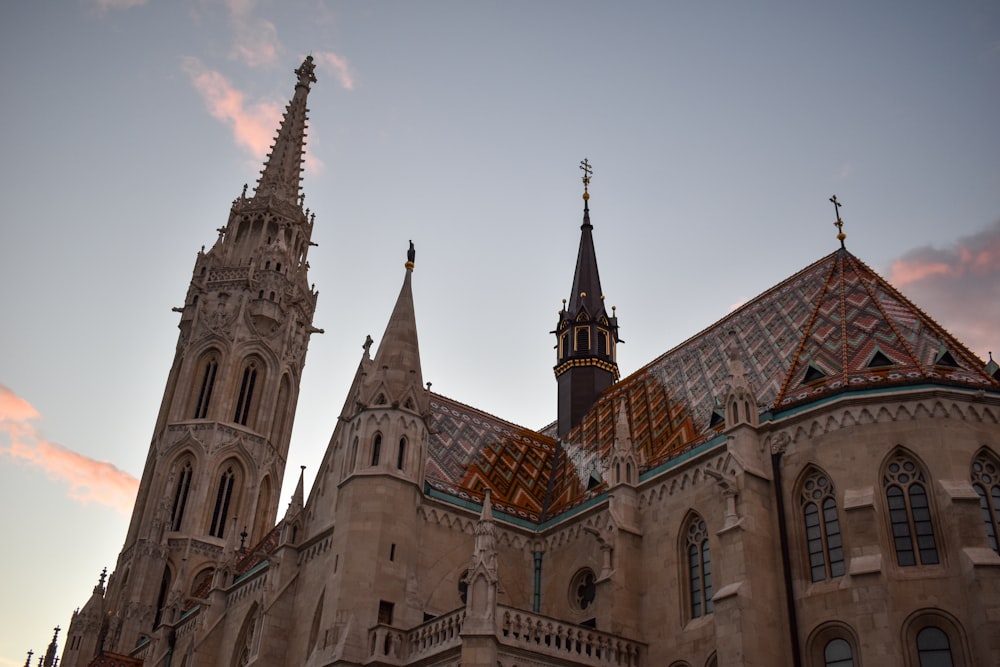 a large building with towers