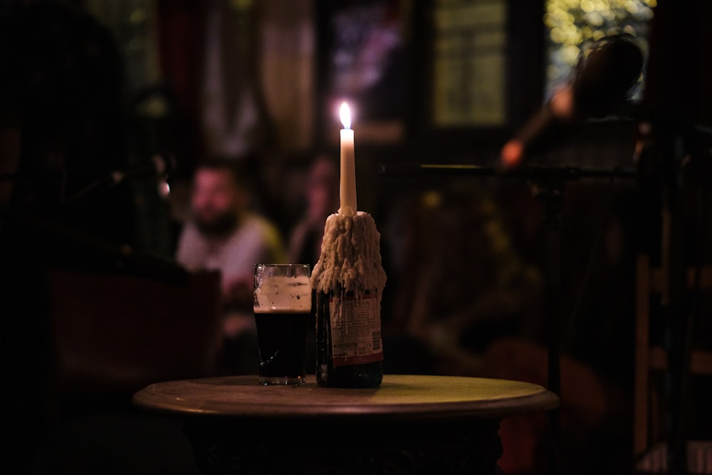 a candle on a table