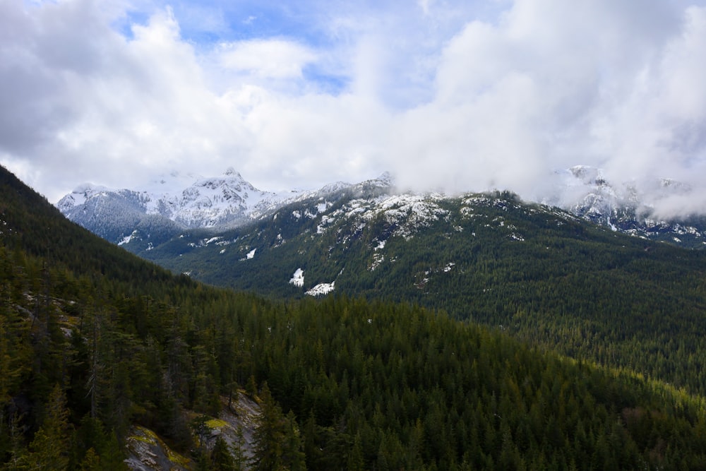 a mountain range with snow