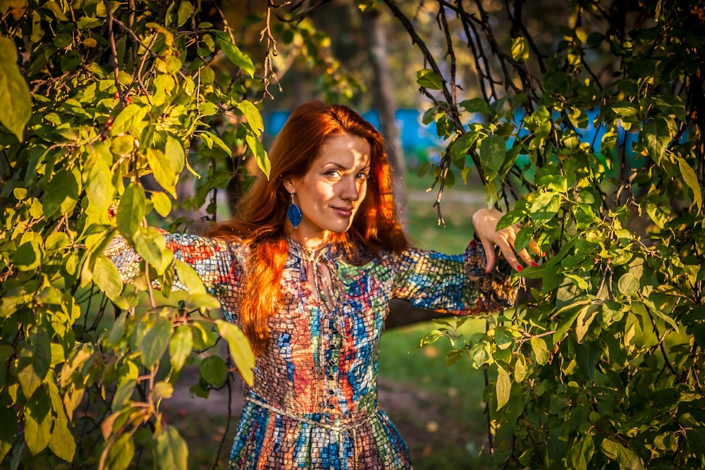 a person standing in a tree