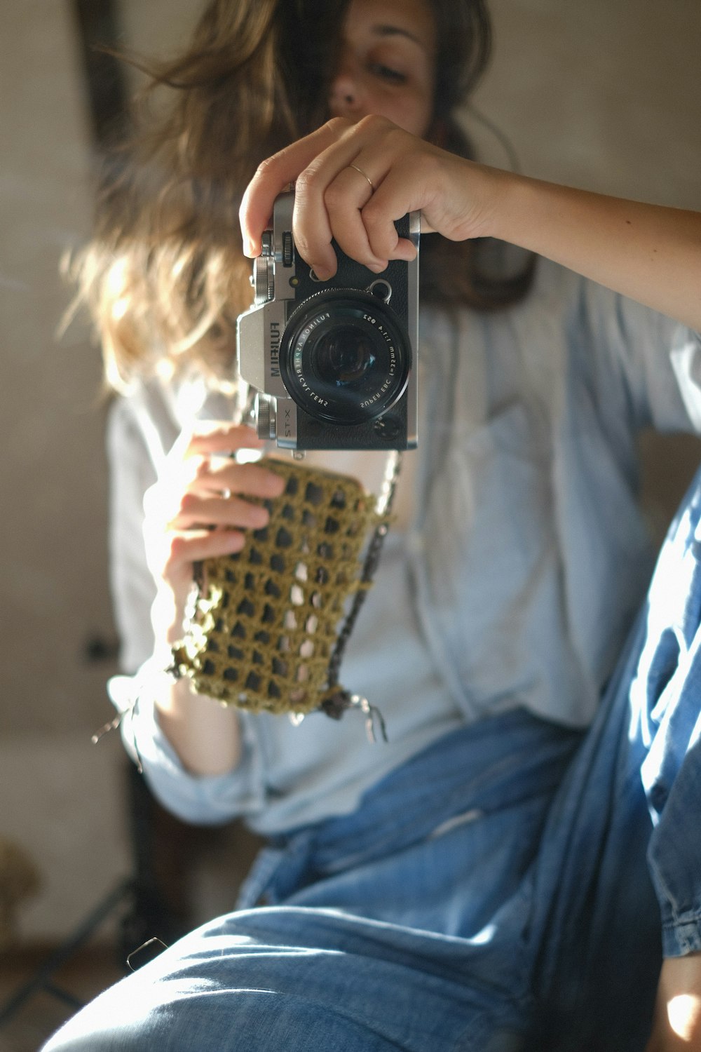 a woman taking a selfie