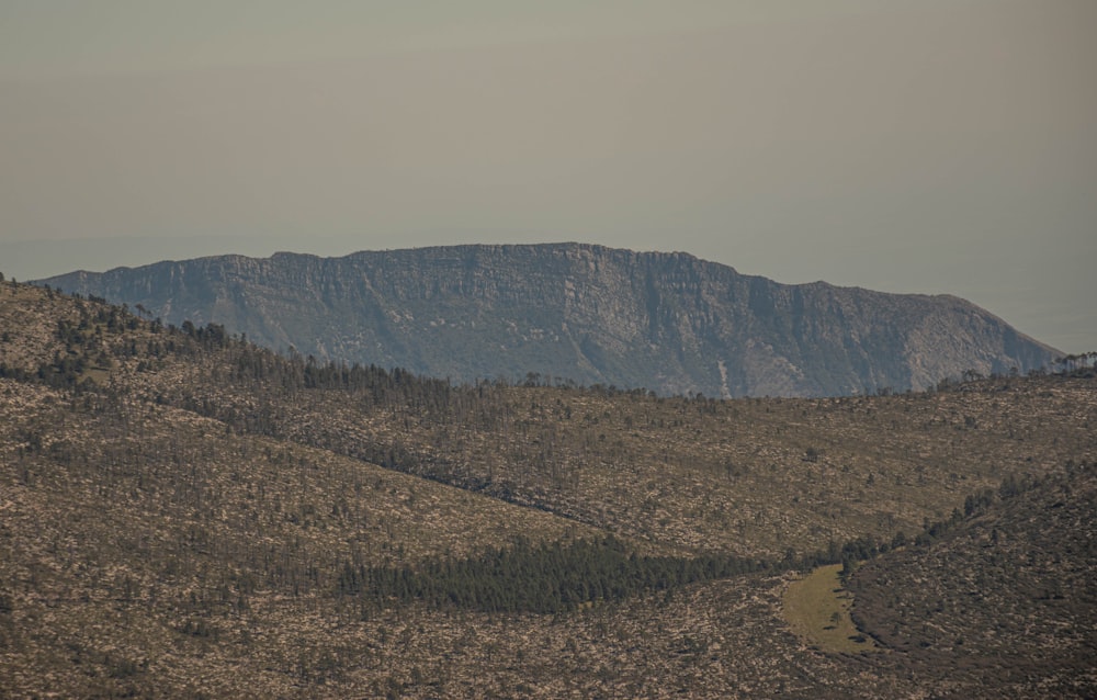 a landscape with hills and trees