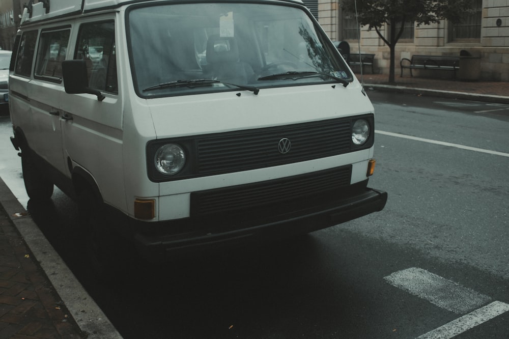a white van on a street