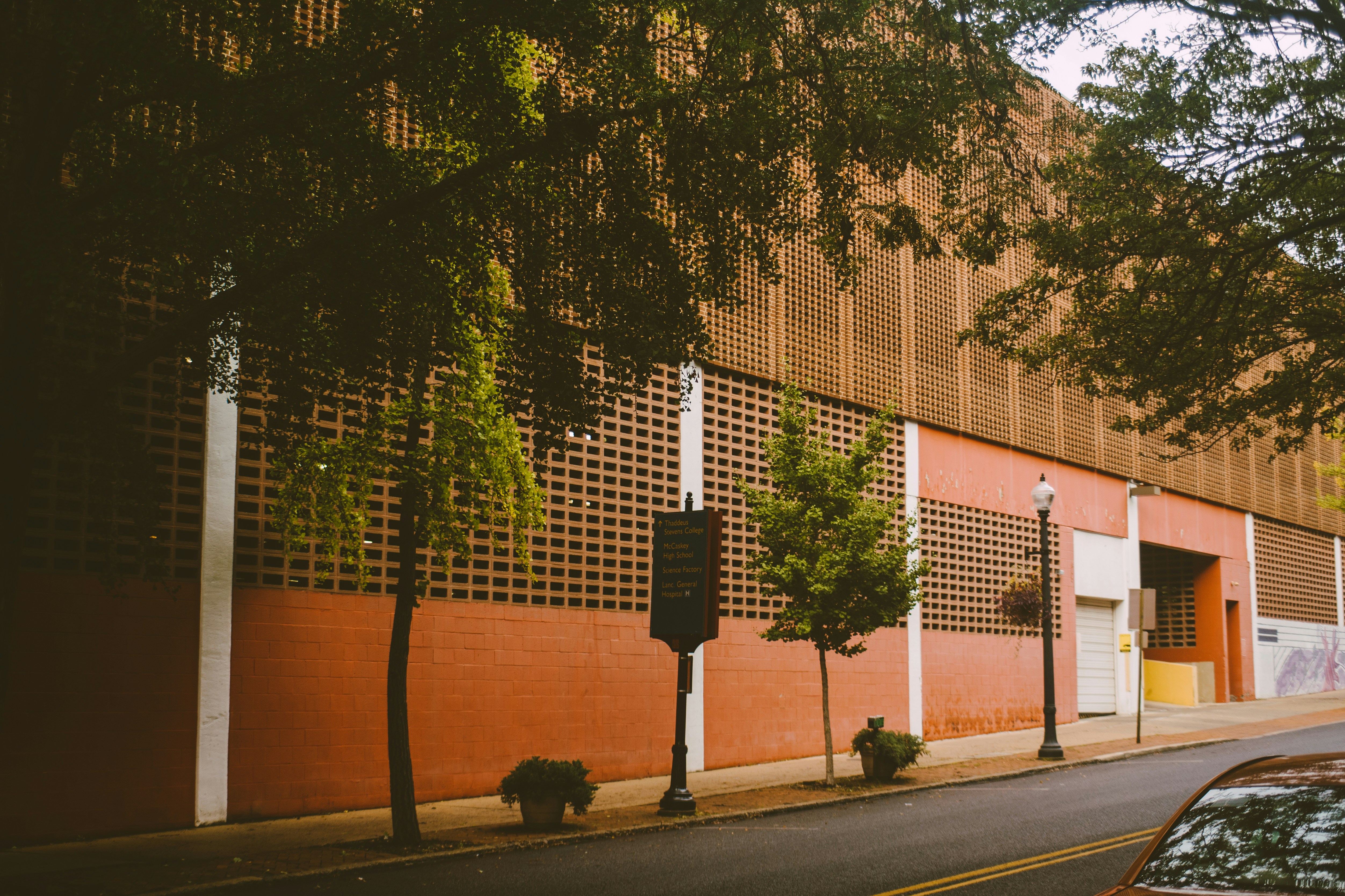a building with a sign in front