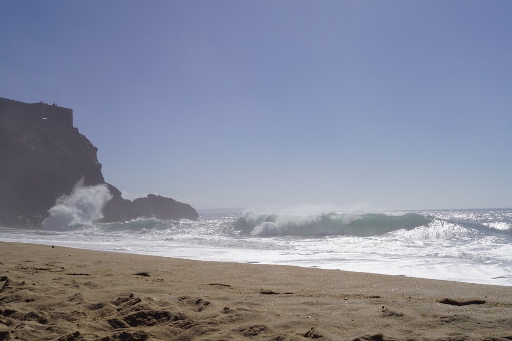 waves crashing on a beach