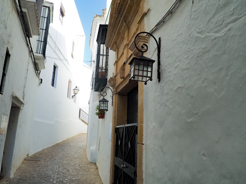 a row of buildings with windows