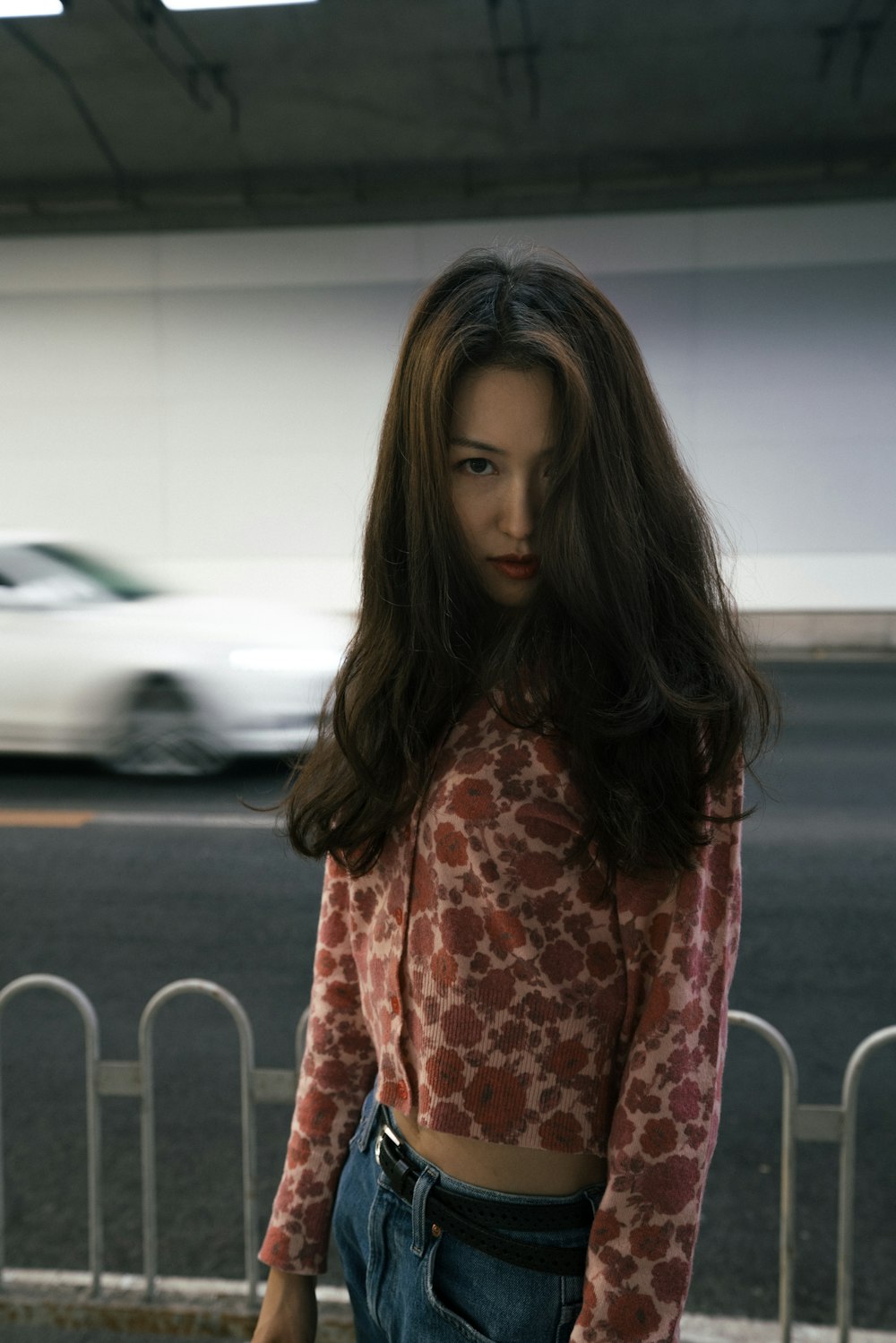 a woman with long hair