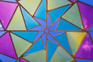 a group of colorful glass windows
