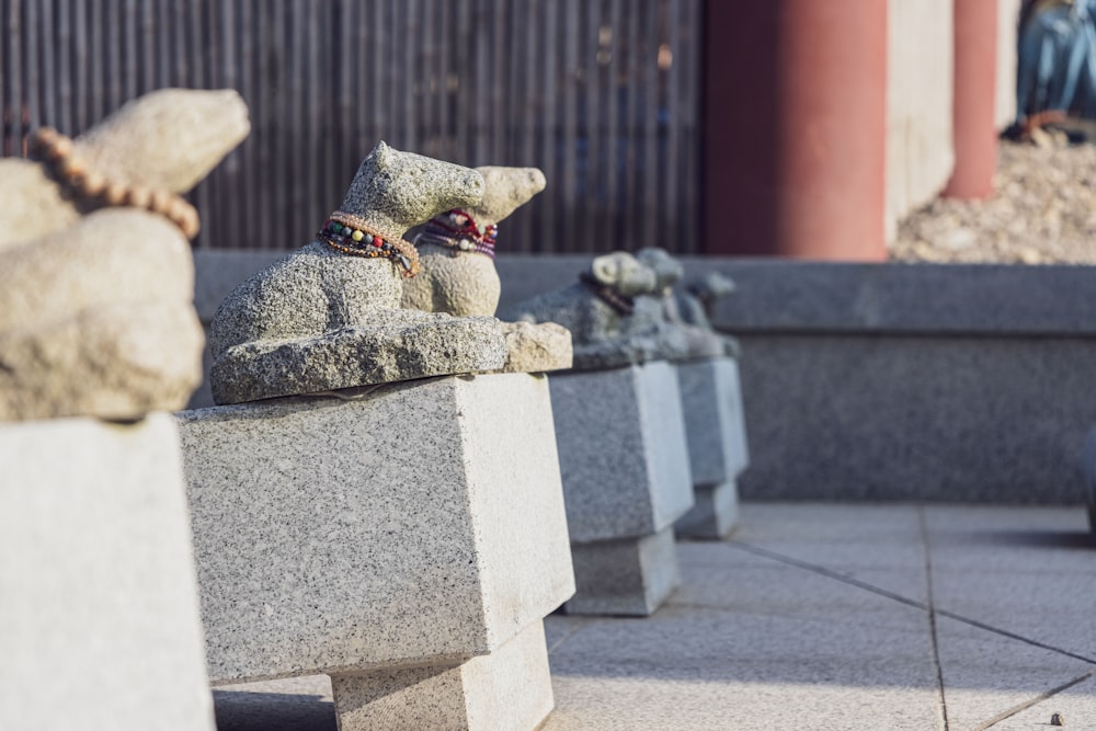 a stuffed animal on a bench