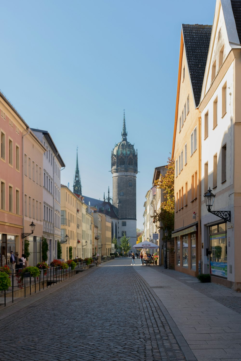 a street with buildings on either side