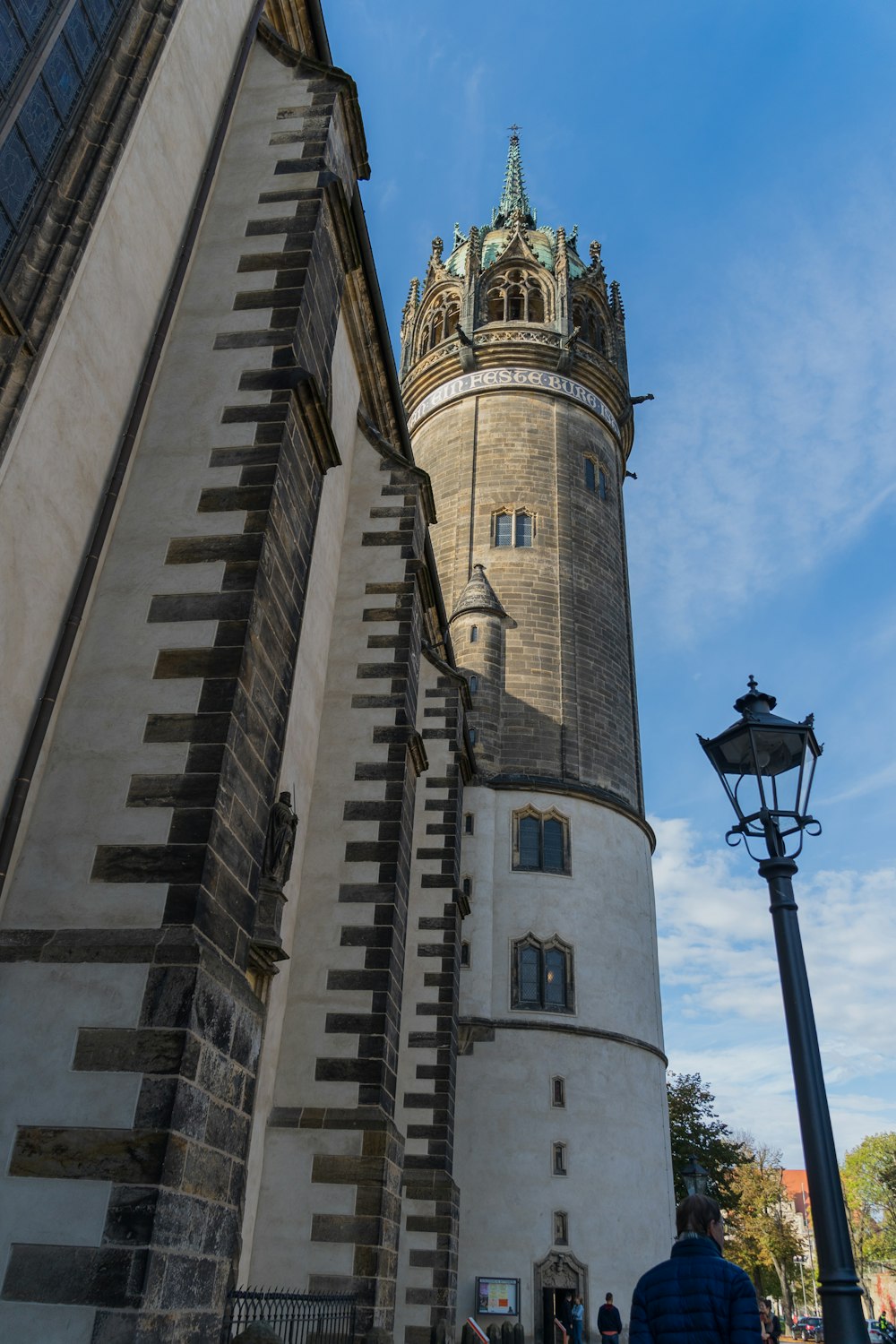 a tall stone building