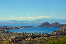 a body of water with land around it