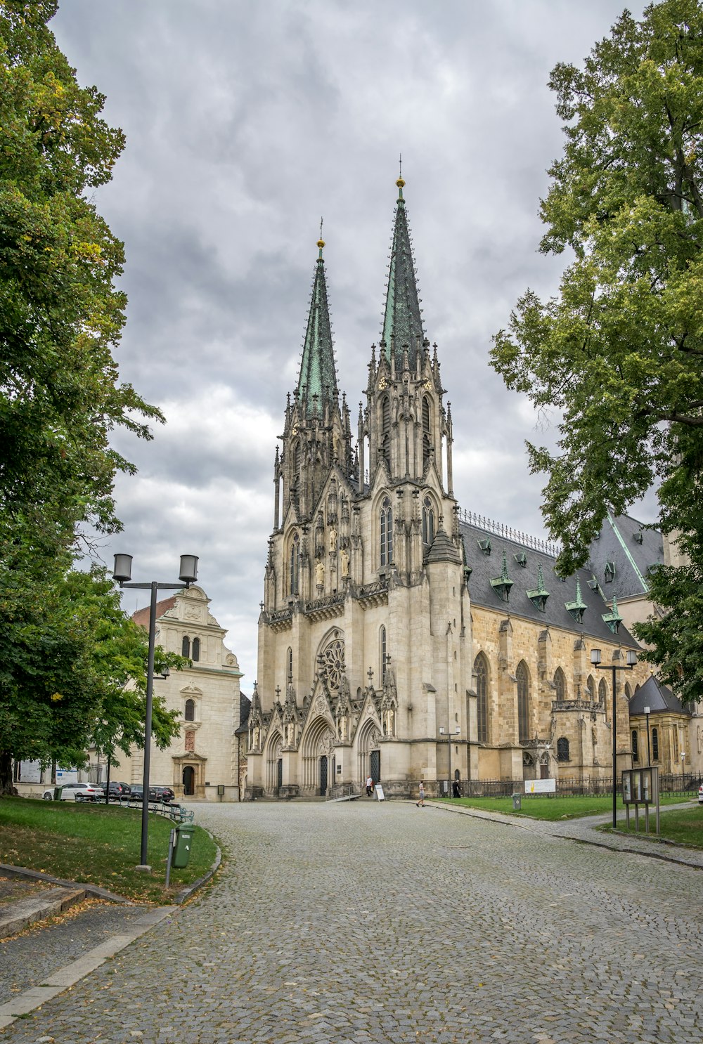 a large stone building with towers