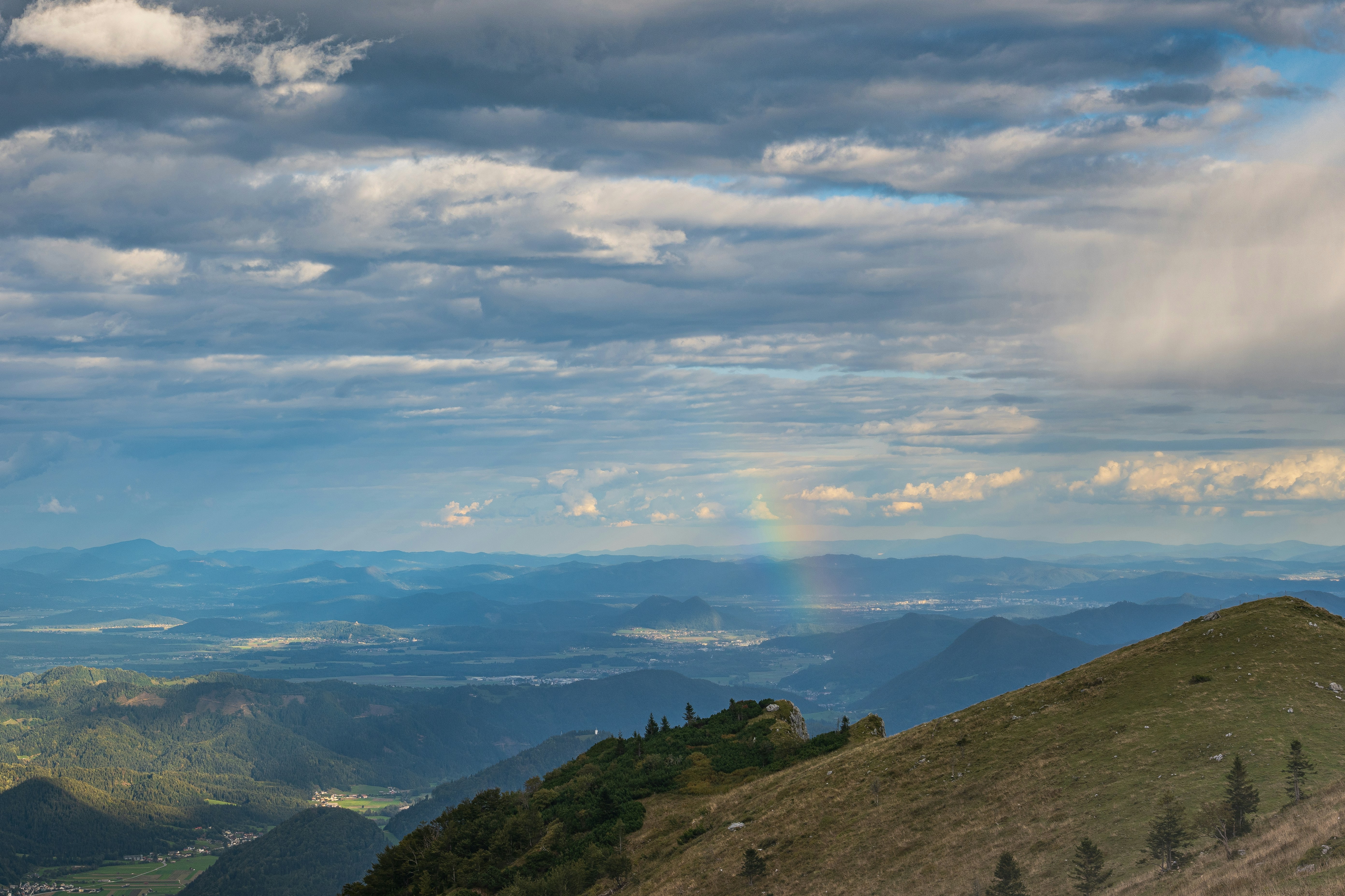 a landscape with hills and trees