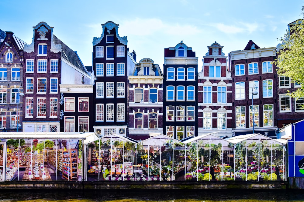 a group of buildings next to a body of water