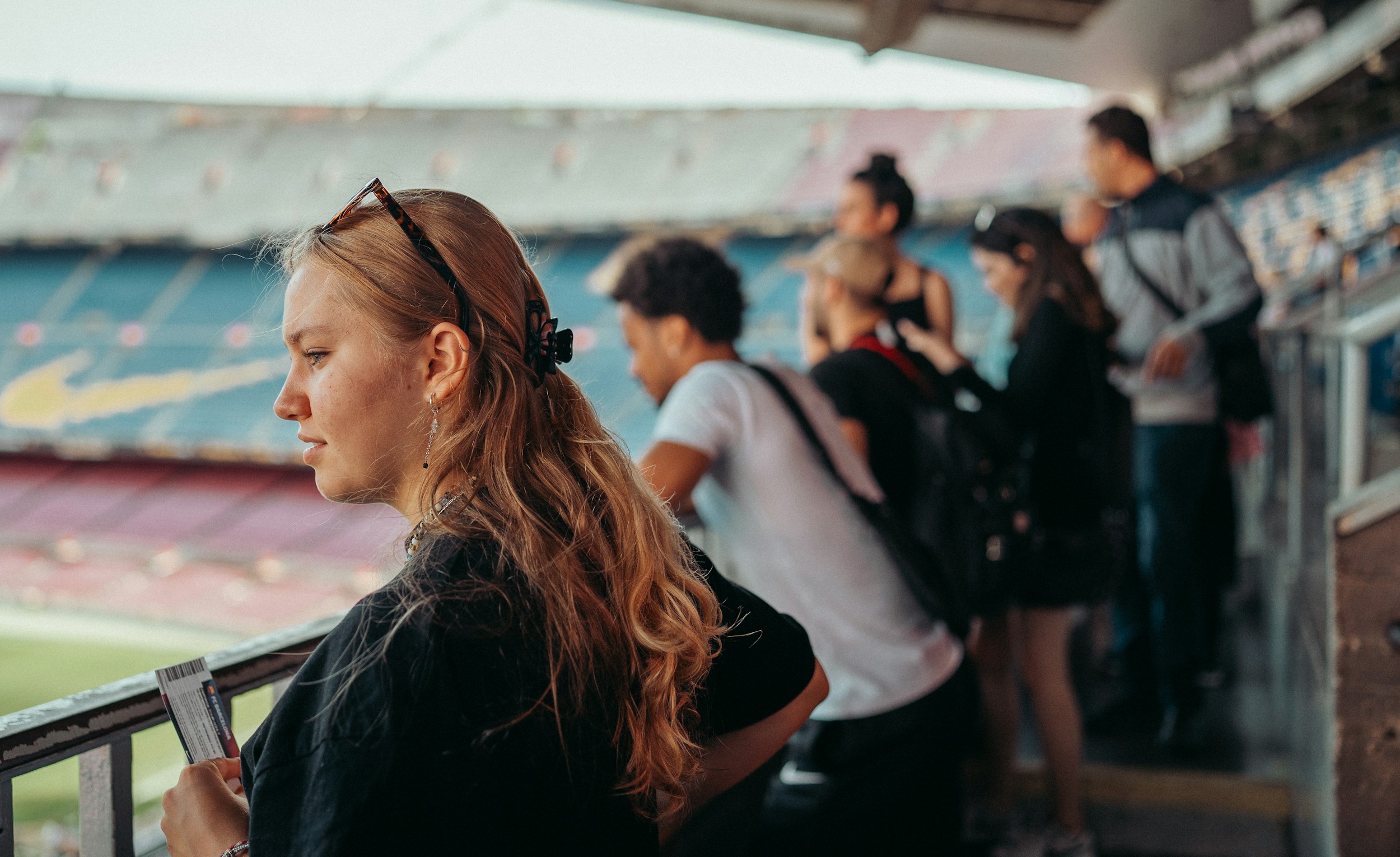 womens football player portrait stadium