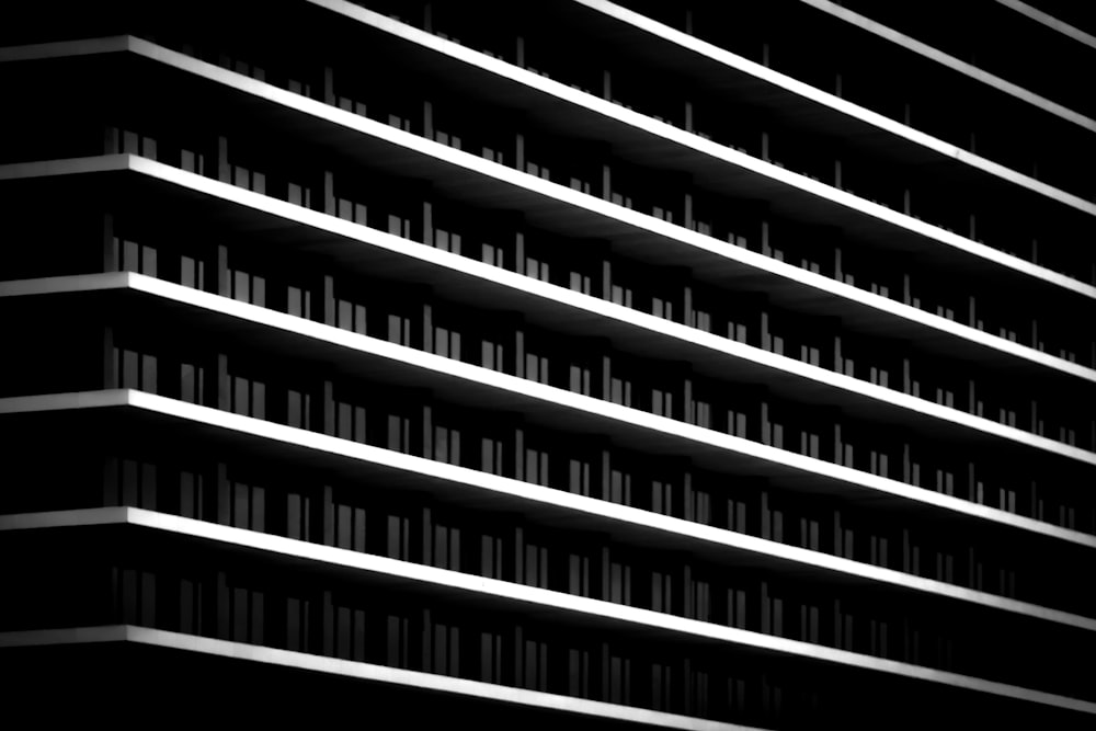 a black and white image of a building