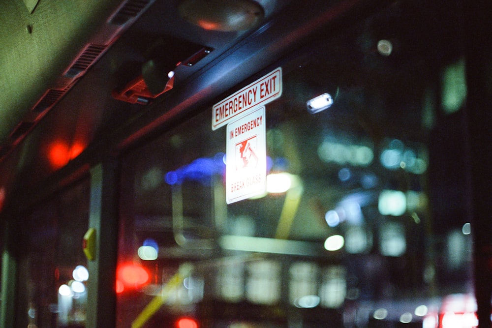 a sign on a bus