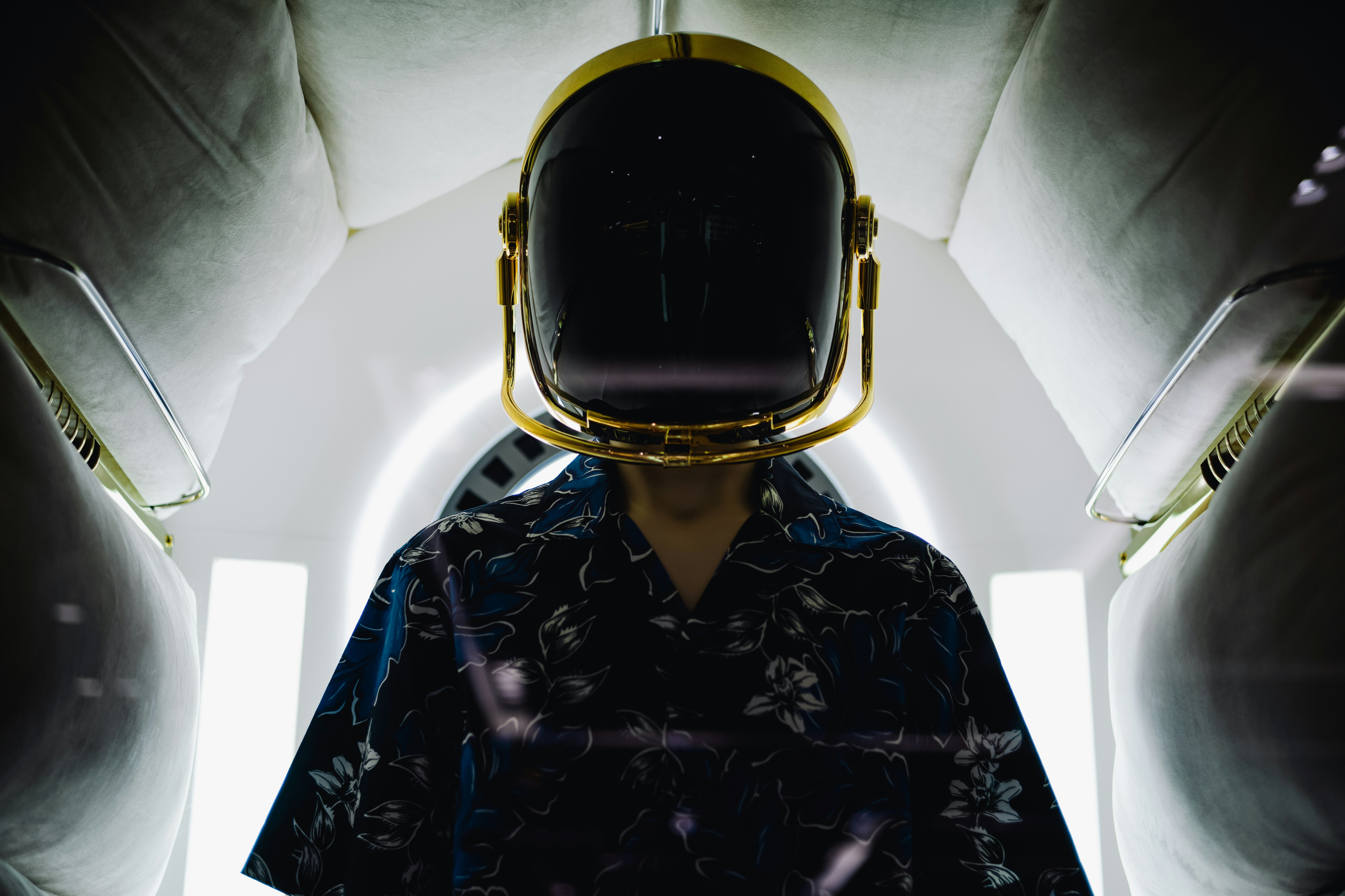 a person wearing a helmet